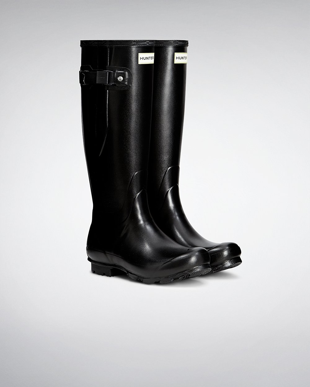 Bottes Hautes de Pluie Hunter Norris Field Side Adjustable Femme Noir EBGTVIN-19